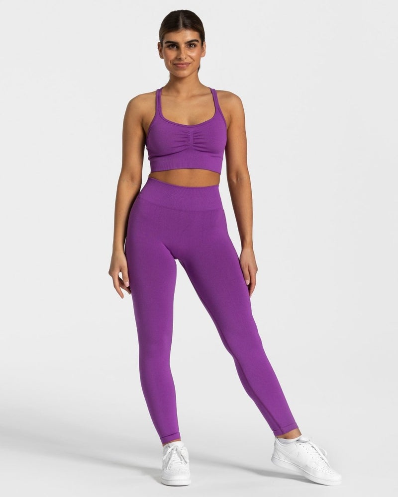 Purple Women Teveo Timeless Scrunch Leggings | LSZ-0092