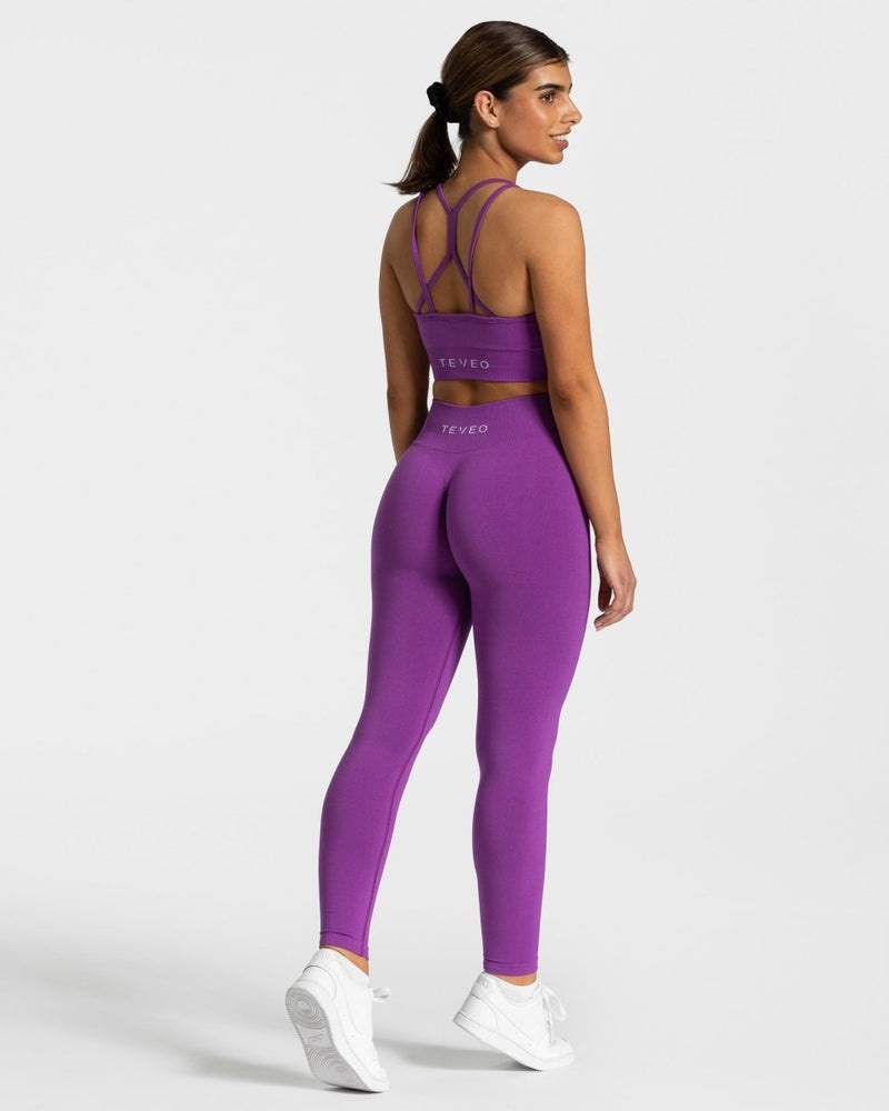 Purple Women Teveo Timeless Scrunch Leggings | LSZ-0092