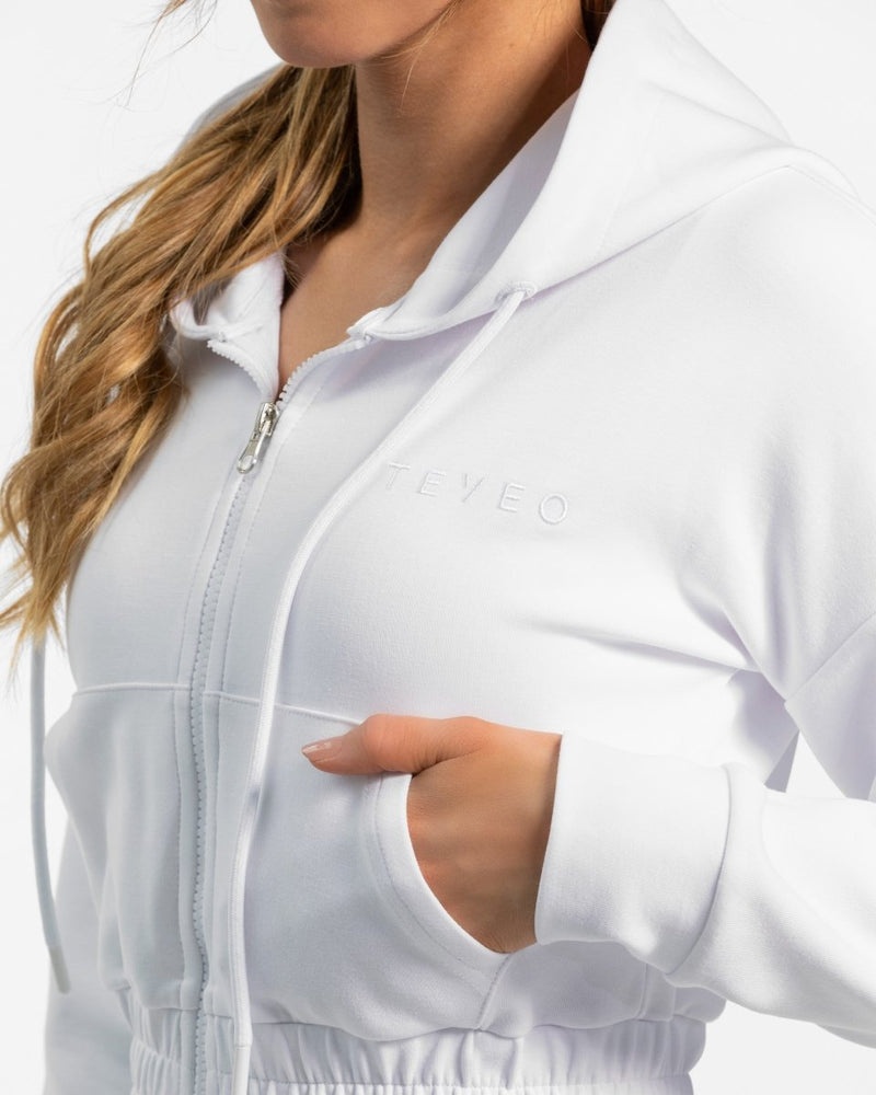 White Women Teveo Classic Zip Hoodie | WJX-2086