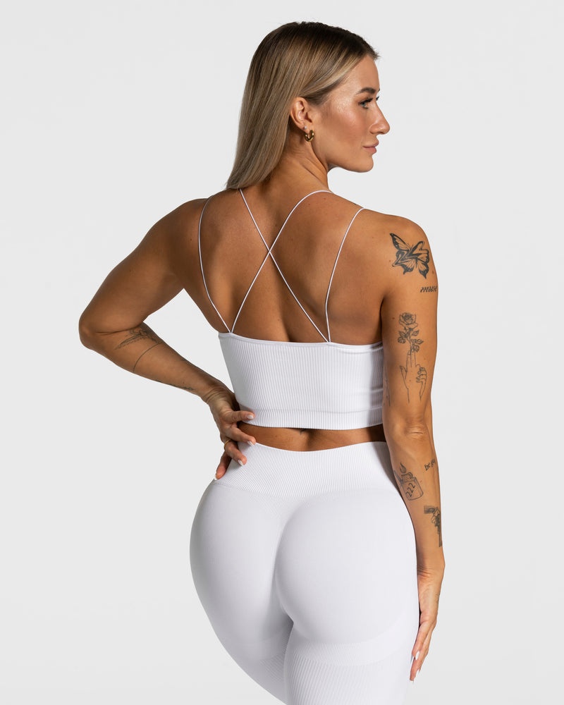 White Women Teveo Elegant Strap Tops | OCJ-6212