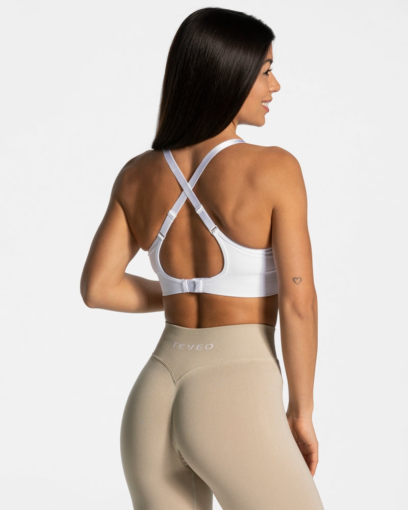 White Women Teveo Everyday Support Sports Bra | XGO-3374