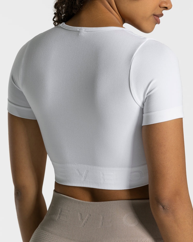 White Women Teveo Focus Crop Tops | OMI-0487