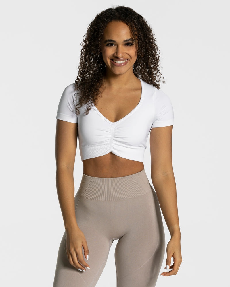 White Women Teveo Focus Crop Tops | OMI-0487