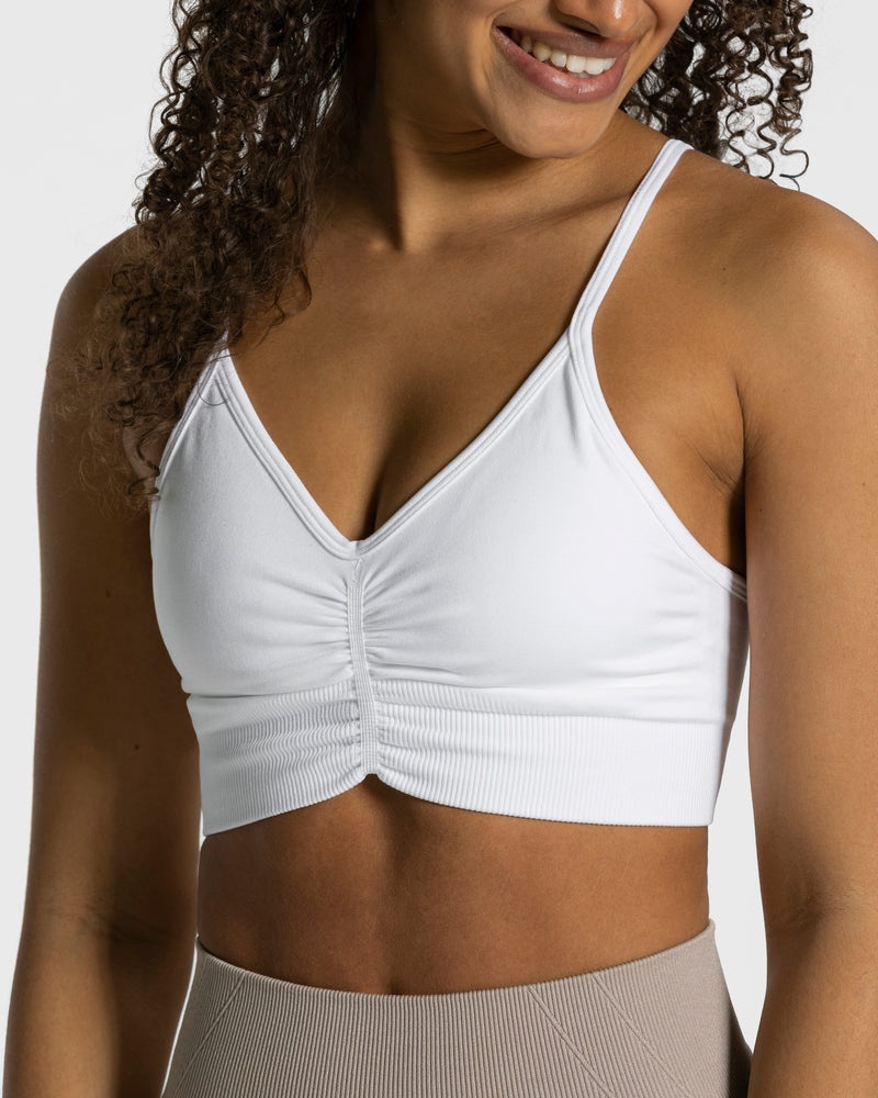 White Women Teveo Focus Sports Bra | WOM-9984