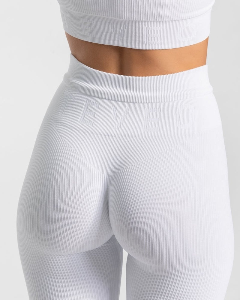 White Women Teveo Ribbed Leggings | QUJ-6620