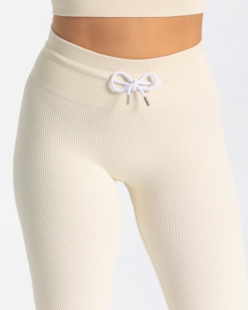 White Women Teveo Ribbed Leggings | ZTV-4698