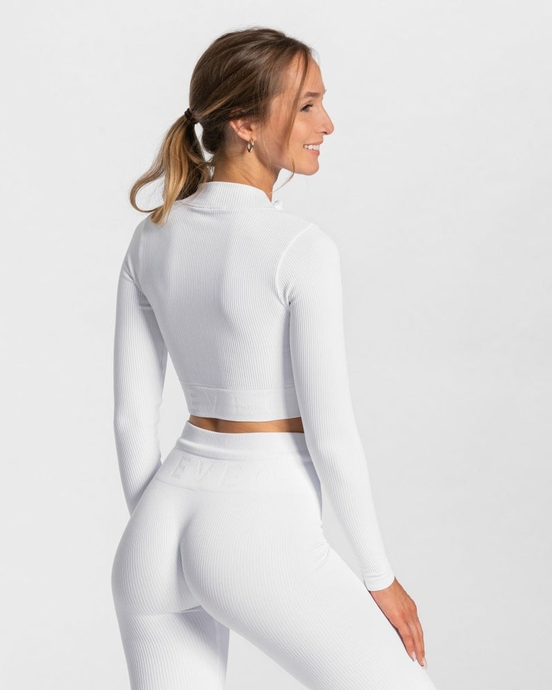 White Women Teveo Ribbed Zip Jackets | AYN-7973