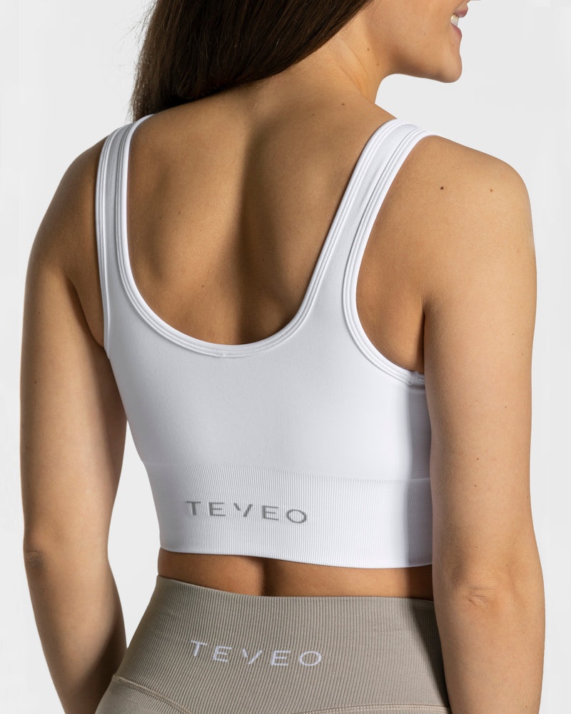 White Women Teveo Sensation Sports Bra | DKO-0309