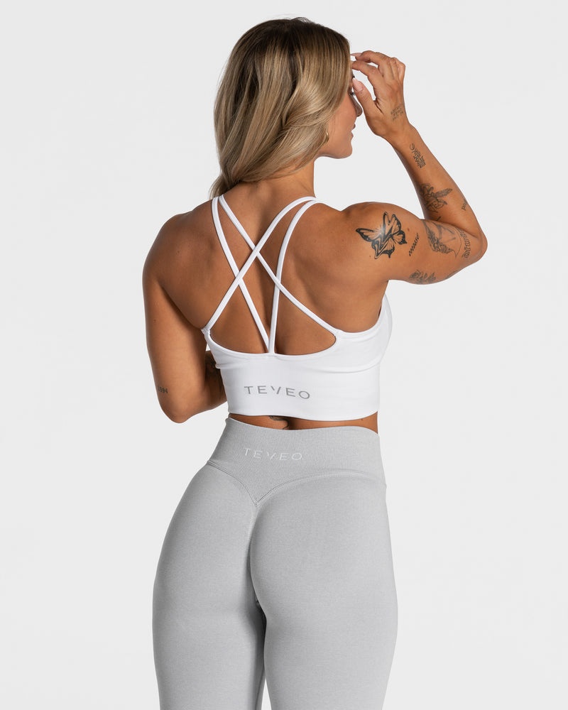 White Women Teveo Statement Sports Bra | NSS-6824