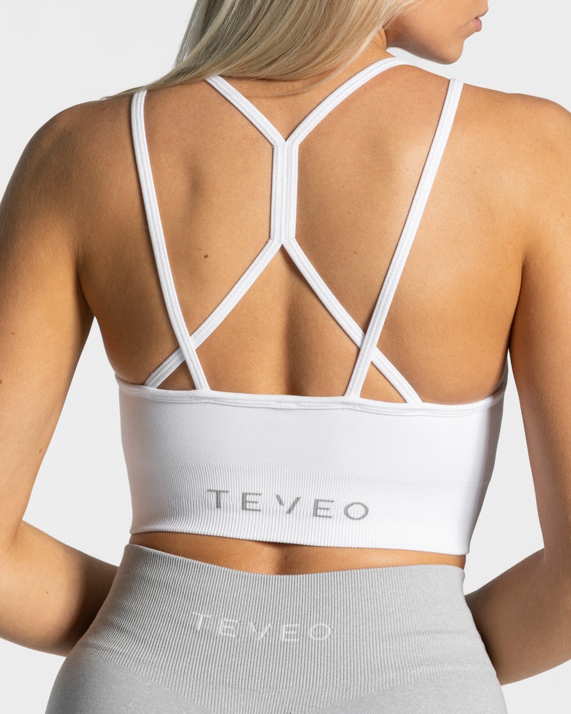 White Women Teveo Timeless Scrunch Sports Bra | MQT-8480