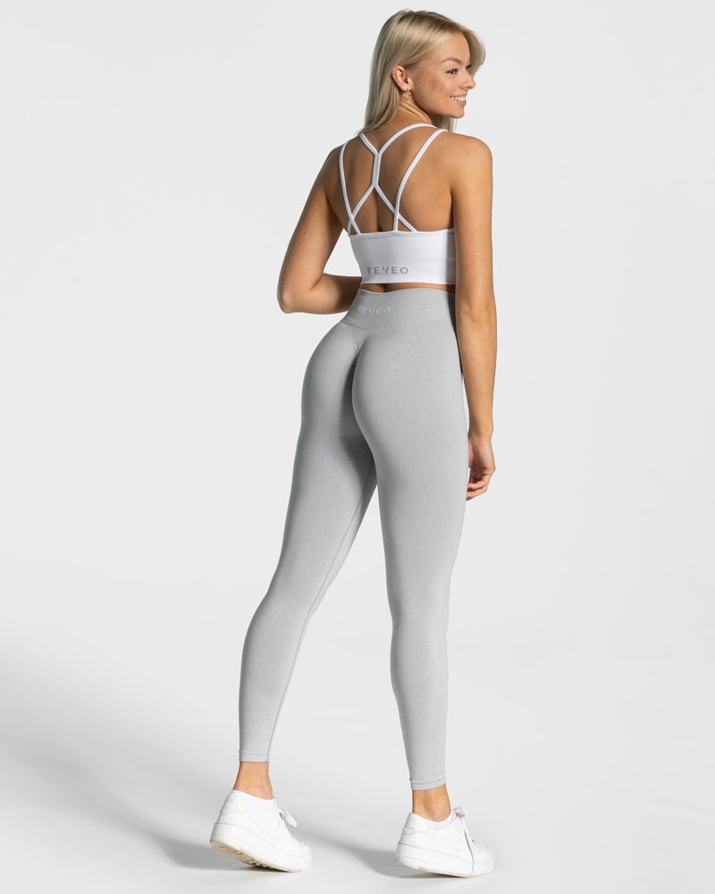 White Women Teveo Timeless Scrunch Sports Bra | MQT-8480