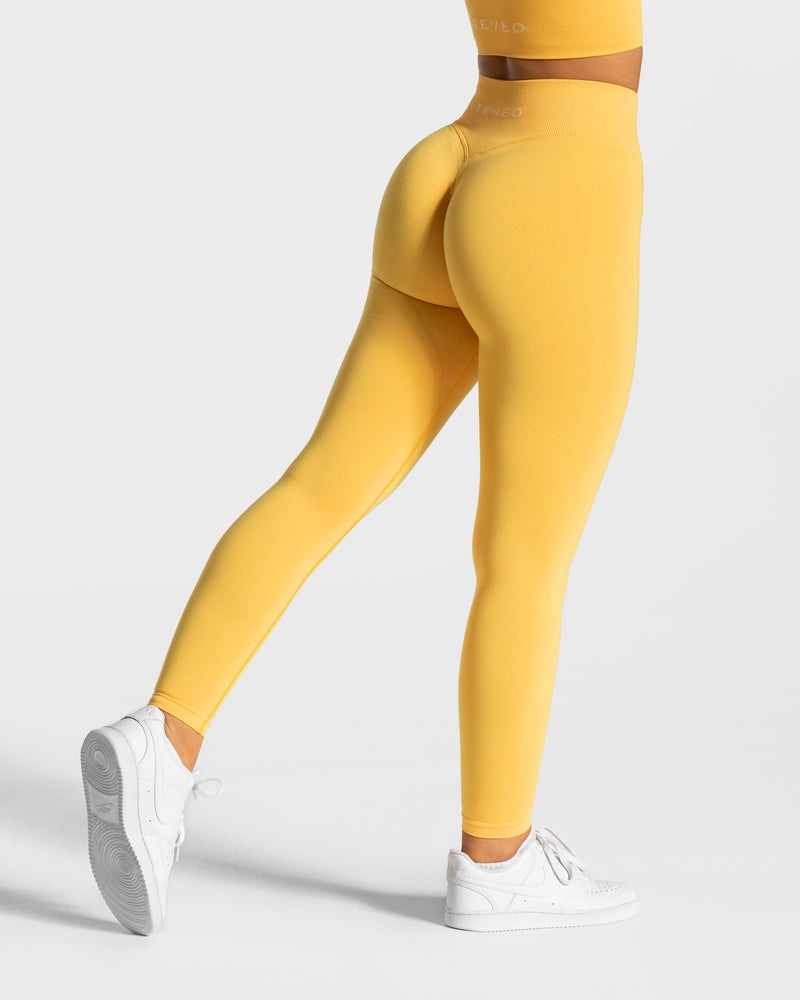 Yellow Women Teveo Statement Scrunch Leggings | WBF-8716