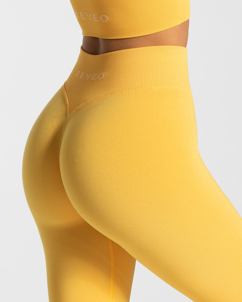 Yellow Women Teveo Statement Scrunch Leggings | WBF-8716