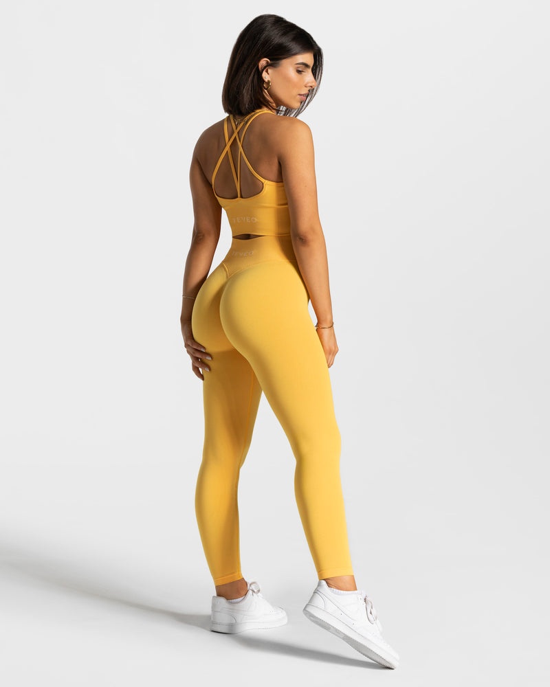 Yellow Women Teveo Statement Scrunch Leggings | WBF-8716